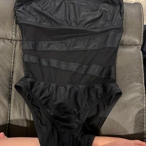 Mesh cut out one piece swim suit